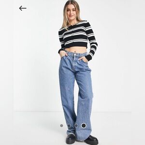ASOS Black and White Striped Crop Top